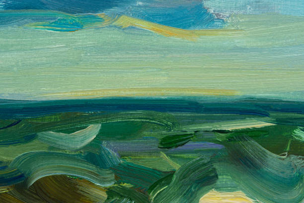 istock Sea oil painting. Abstract turquoise seascape. 1407479020
