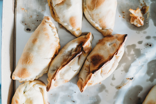 Empanadas ready to be eaten. Empanadas are a typical food of Argentina and South America.