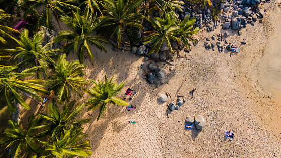 Drone point of view on Playa Carricitos, Nayarit, Mexico.