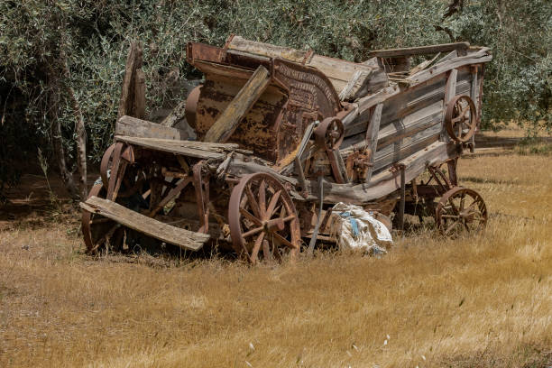 Italian wrecked combine harvester stock photo