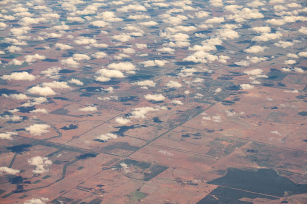 Looking out at the Australian landscape passing by far below.