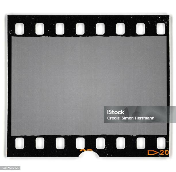 Single 35mm Film Snip With Black Border And Empty Frame Stock Photo - Download Image Now