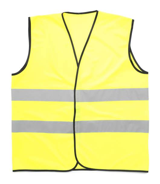 istock Reflective vest isolated on white, top view. Safety equipment 1407502830