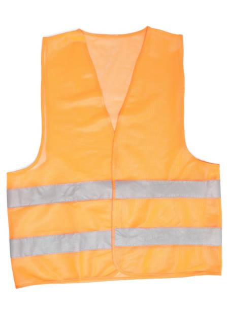istock Reflective vest isolated on white, top view. Safety equipment 1407503014