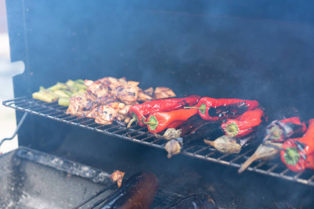 istock Beef and Vegetable Kabobs on a Outdoor BBQ 1407507262