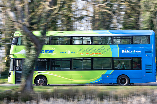 Eastbourne, UK - Aug 4, 2020:Brighton & Hove Local bus service, Coaster, East Sussex