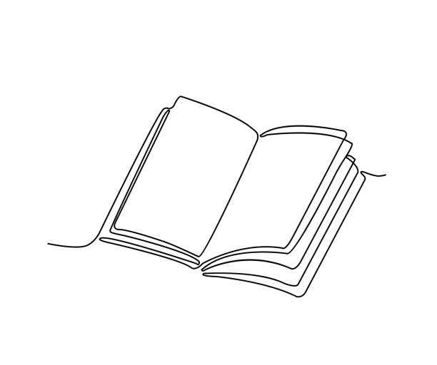 ilustrações, clipart, desenhos animados e ícones de uma ilustração de um livro de linha. design mínimo de livro de arte de linha - report reading business book