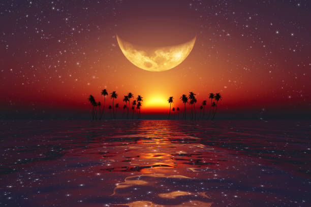 istock big yellow moon over red sunset 1407509470