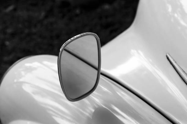 istock Rearview mirror in chromed frame. Vintage car 1407513597