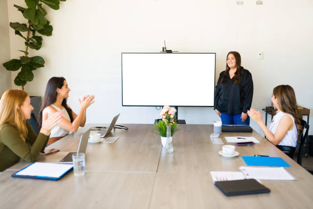 istock Business partners clapping during a work presentation and meeting 1407521534