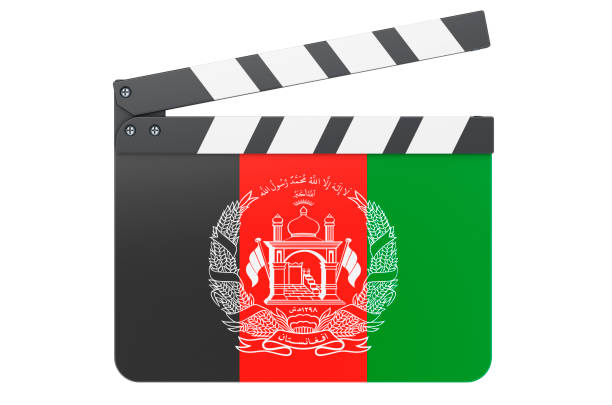 Movie clapperboard with Afghan flag, film industry concept. 3D rendering isolated on white background