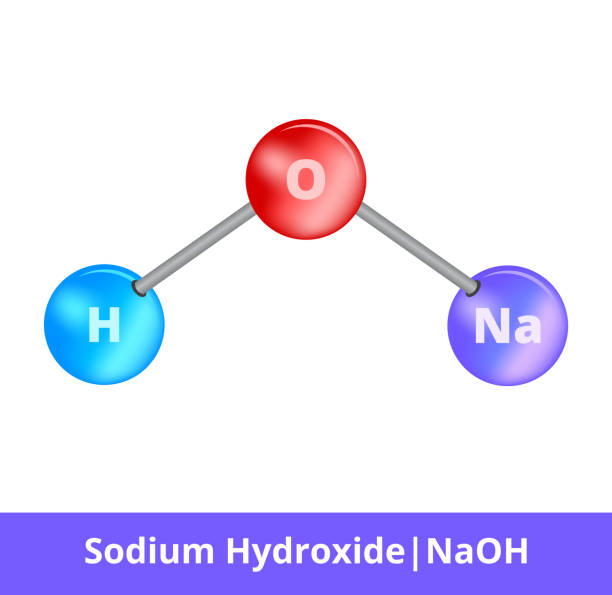 Vector Ballandstick Model Of Sodium Hydroxide Molecule Naoh Or Lye