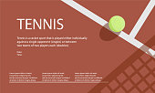 istock Horizontal Tennis Championship, Tournament, School, Education Poster. Indoor, red, outdoor Court. Ball on the Line with shadow. Close up. Flat Minimalistic Retro style - made in Vector 1407526505