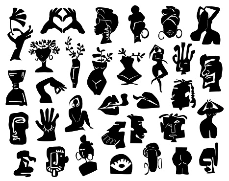 abstract modern art figures , cut out silhouettes vector illustration graphic set
