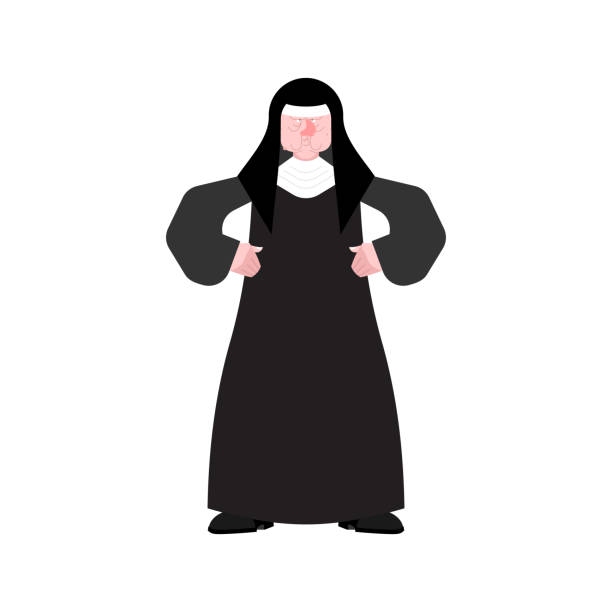 Angry nun. Evil holy sister. Vector illustration Angry nun. Evil holy sister. Vector illustration nun catholicism sister praying stock illustrations