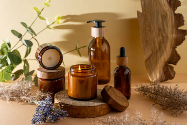 istock Soy candles in a glass jar. Aromatherapy. Burning candle and lavender. 1407528802