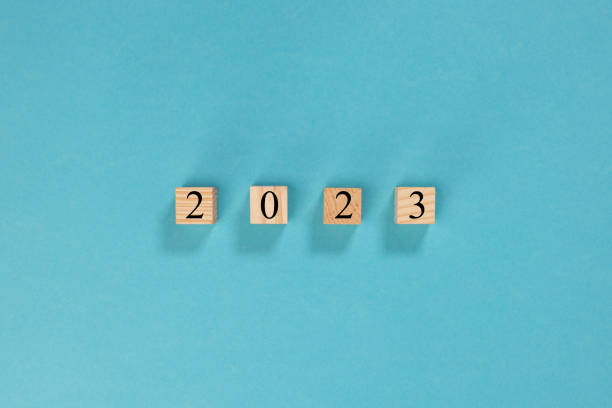 istock 2023 year on wooden blocks on light blue background 1407530142