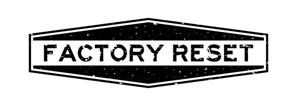 Grunge black facotry reset word hexagon rubber seal stamp on white background