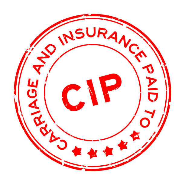 istock Grunge red CIP Carriage and Insurance Paid to word round rubber seal stamp on white background 1407533461