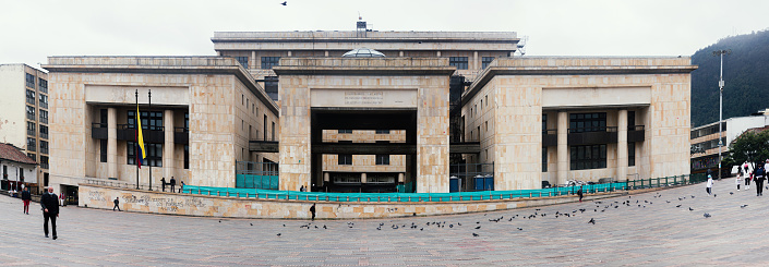 Palace of Justice in Plaza de Bolívar, seat of the judicial power of the Republic of Colombia, June 6, 2022