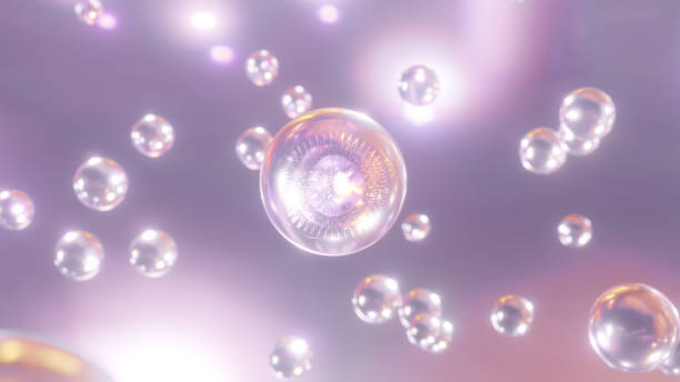 istock 3D cosmetic rendering Serum bubbles of various colors on a blurred background 1407533679