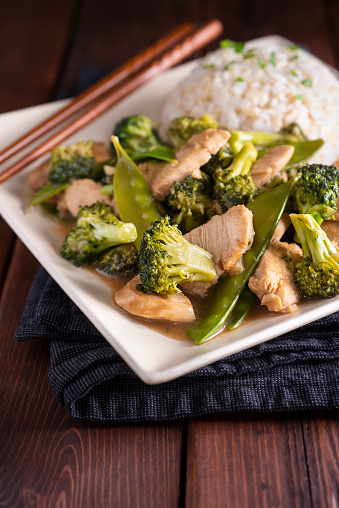 Stir-Fried Chicken, Broccoli and Snow Peas