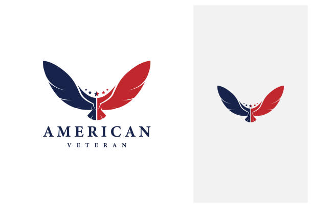 애국적인 아메리칸 이글 심볼 디자인 - symbol military star eagle stock illustrations