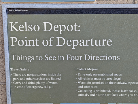 Memorial plaque at the historic Kelso Depot in the California Desert along the Railroad