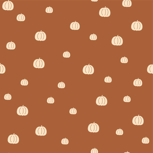 Pumpkin pattern. Boho pumpkin seamless pattern. Tiny halloween pumpkins background. Cute thanksgiving print vector art illustration