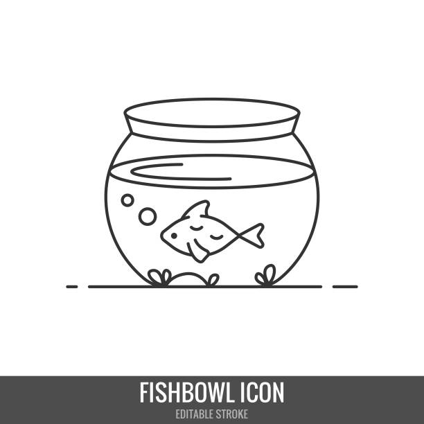 Fishbowl Icon Editable Stroke Vector Design. Scalable to any size and Editable Stroke. Vector Illustration EPS 10 File. goldfish bowl stock illustrations