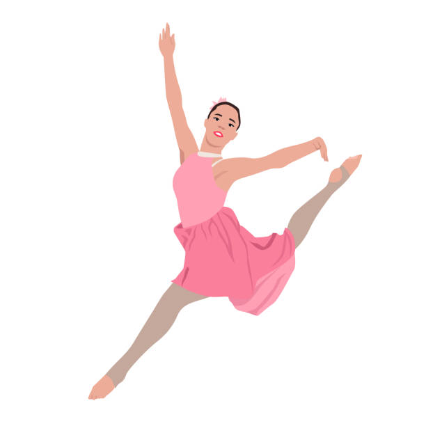 ector elegante ballerina im grünen tutu-kleid, tanzend auf spitzenschuhen. weiblicher schöner klassiker - white background ballet dancer dancer dancing stock-grafiken, -clipart, -cartoons und -symbole