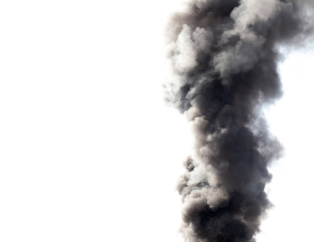 istock Movement of white smoke isolated on black background. 1407546061