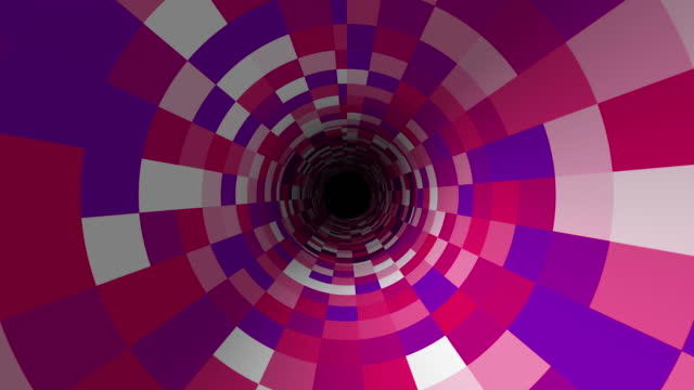 Abstract animated checkered tunnel motion background 4k