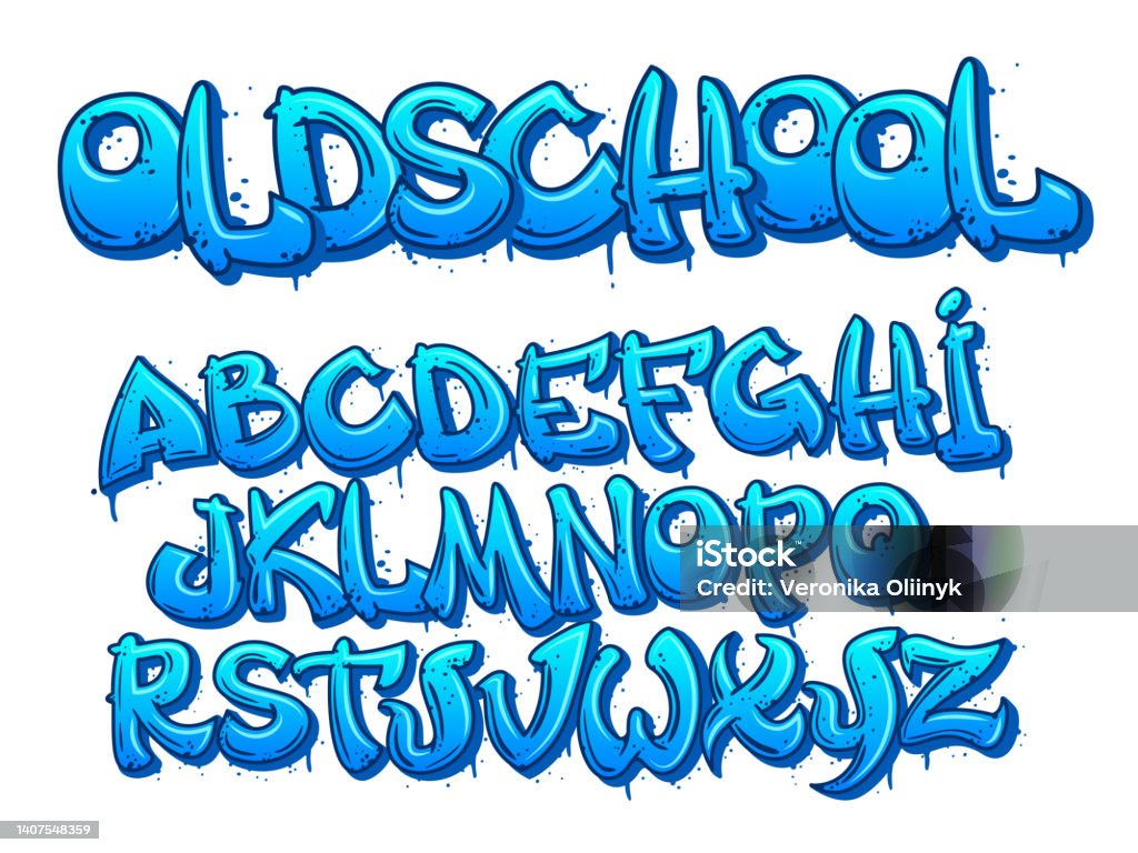 Old School Graffiti Font Cartoon Alphabet Capital Letters In Street Art  Style With Paint Smudges And Depth Effect Urban Lettering Designer Vector  Set Stock Illustration - Download Image Now - iStock