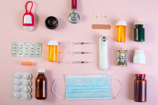 istock Medical Supplies on a Pink Background. 1407550043