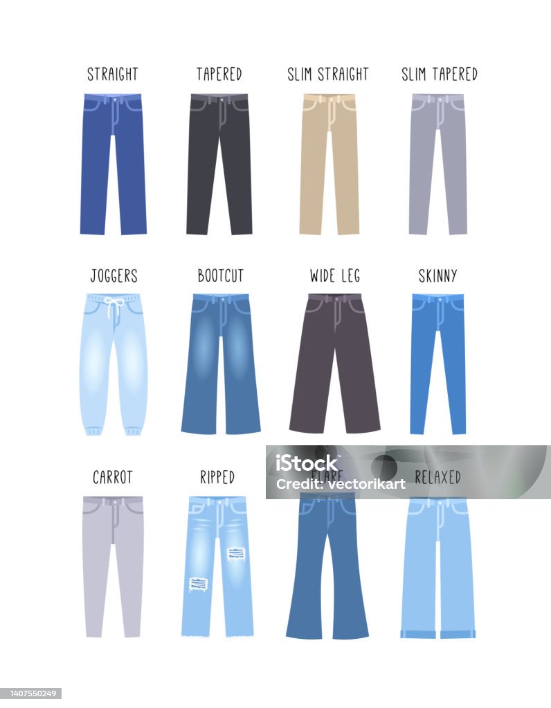 accent grave Great Barrier Reef Men Jeans Denim Pants Fit Types Guideline Flat Illustration Stock  Illustration - Download Image Now - iStock