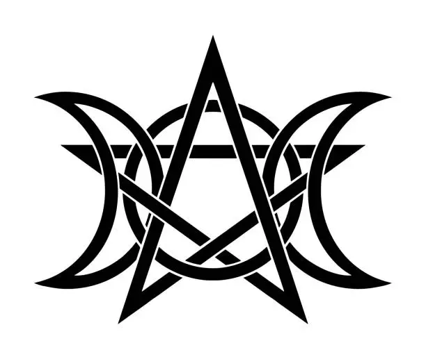 Vector illustration of Triple Moon Pentagram