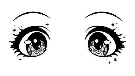 Cute anime girl eyes. Vector illustration