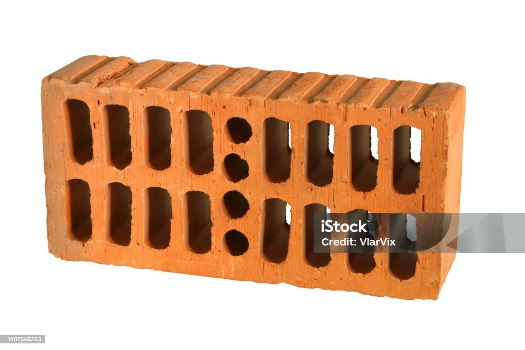 Red Block Object Red Construction Brick Block With Perforation Single Textured Object ...