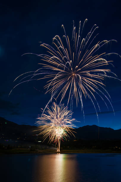 istock Fireworks display by lake in Colorado for July 4th Independence day celebration 1407572976