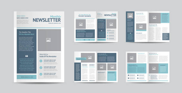 business newsletter design oder journal design oder monats- oder jahresbericht design - newsletter stock-grafiken, -clipart, -cartoons und -symbole