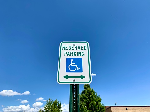 Handicapped parking sign location marked