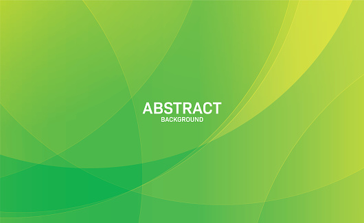 Green geometric abstract background. Composition of circles and waves, simple and minimal shapes in vector illustration.