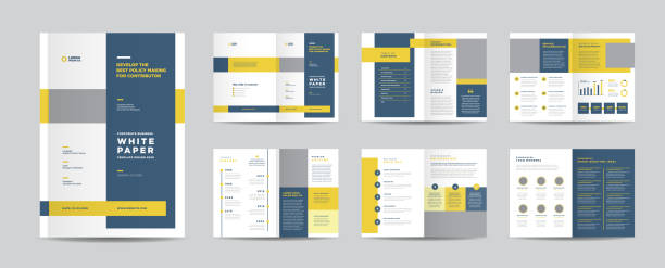Business White Paper and Company internal document design or Brochure Design Business White Paper and Company internal document design or Brochure Design e reader stock illustrations