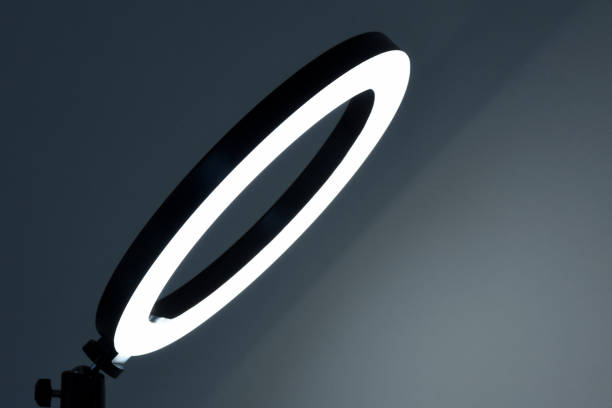 istock Selfie ring light LED lamp on the tripod for smart phone 1407583861