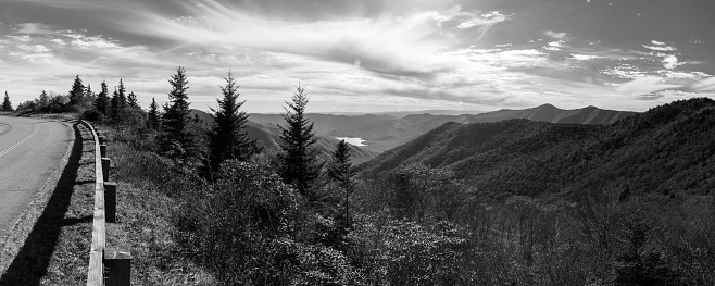 The view of a valley off the Blue Ridge Parkway.