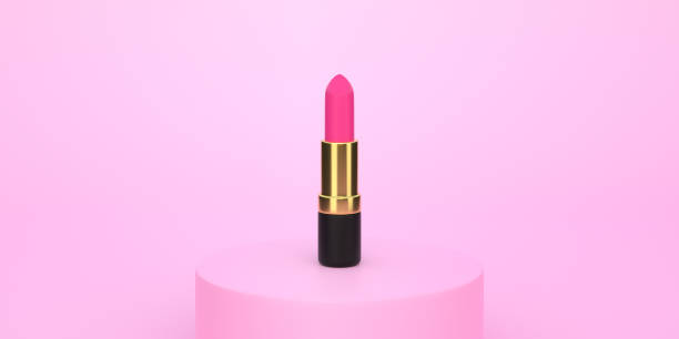 istock Pink lipstick close-up on a pastel pink background with copy space 1407591240