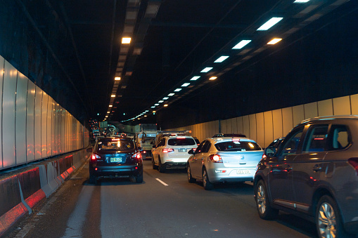 Sydney, Australia, July 08, 2022- Traffic congestion  at the Eastern Distributor tunnel