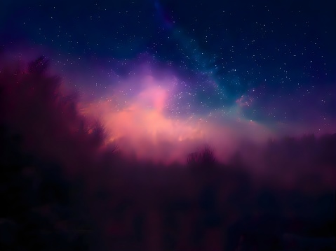 night landscape mountain and milky way galaxy background