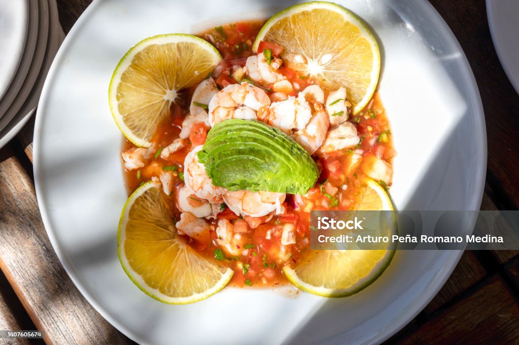 Sebitche Mexican Ceviche Also Cebiche Seviche Or Sebiche Of Shirmp Stock Photo ...